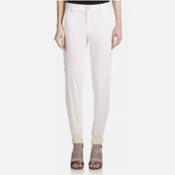 Vince Linen Blend Women's White Pants Joggers With Pockets Size 8 - Picture 1 of 11